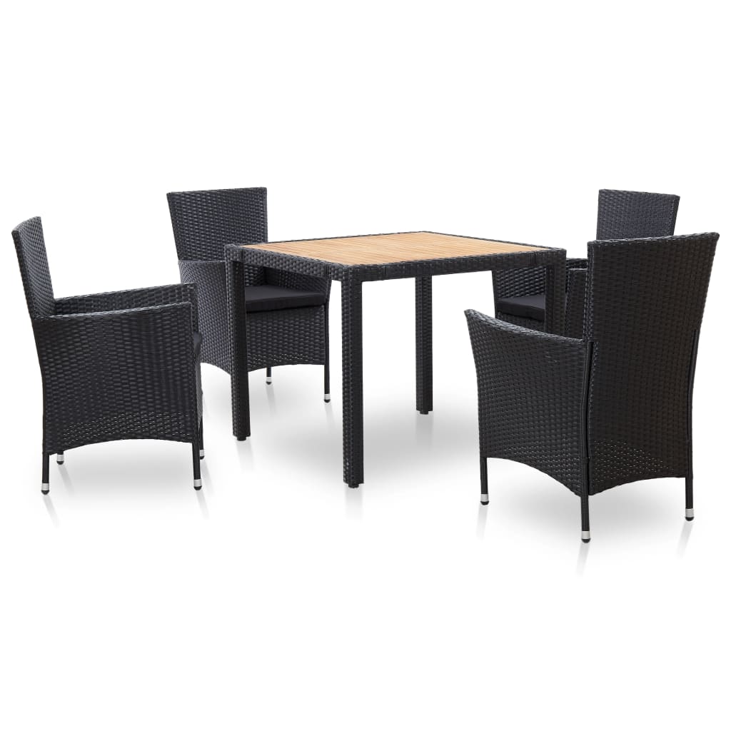 Salon de jardin 5 pcs avec coussins résine tressée noir - XIOS