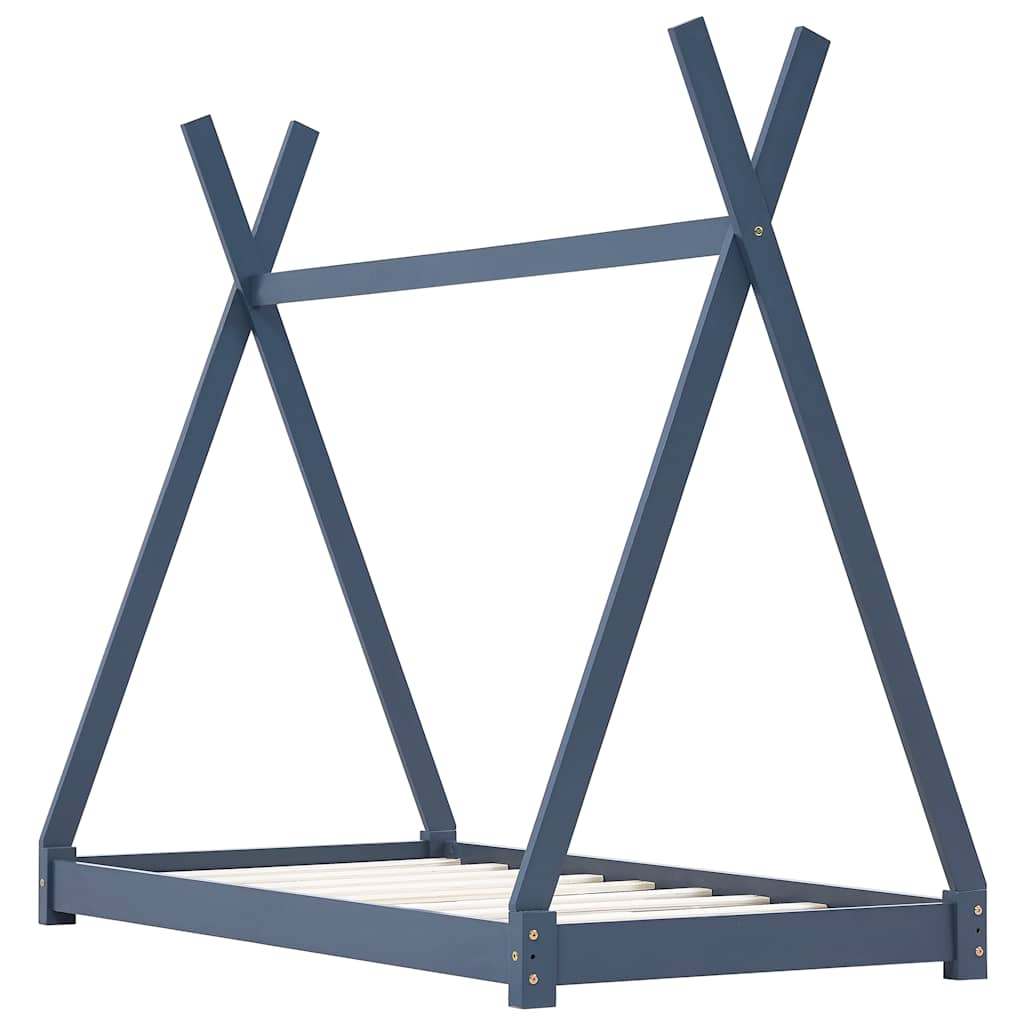 Cadre de lit d'enfant Gris Bois de pin massif 80x160 cm - XIOS