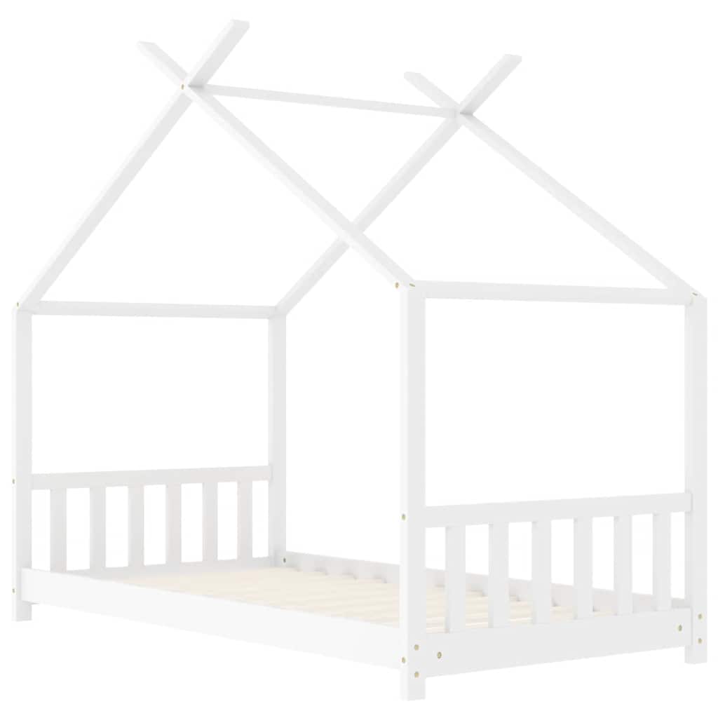 Cadre de lit d'enfant Blanc Bois de pin massif 70x140 cm - XIOS