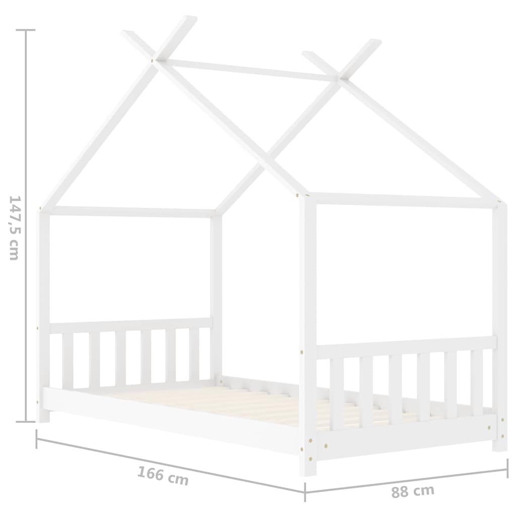 Cadre de lit d'enfant Blanc Bois de pin massif 80x160 cm - XIOS