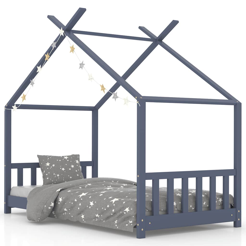 Cadre de lit d'enfant Gris Bois de pin massif 80x160 cm - XIOS