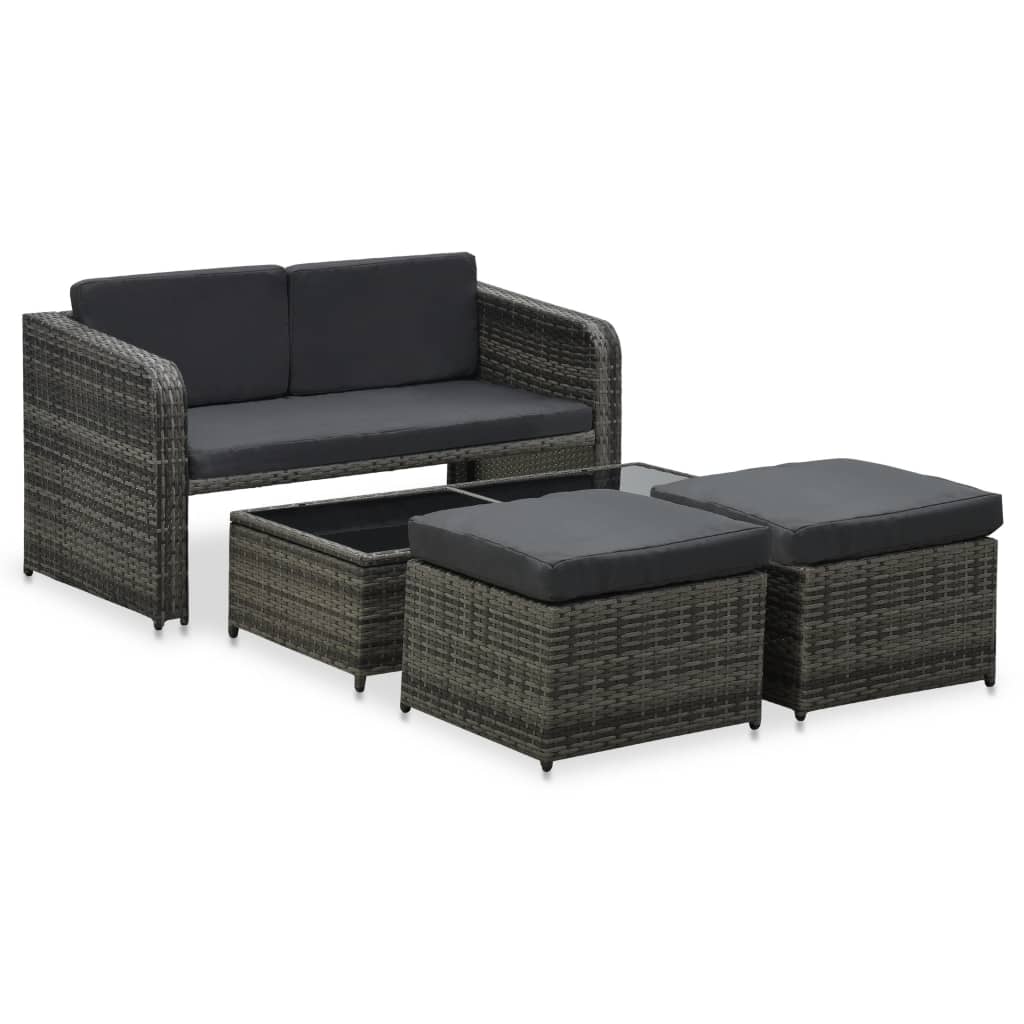 Salon de jardin 4 pcs avec coussins Résine tressée Anthracite - XIOS