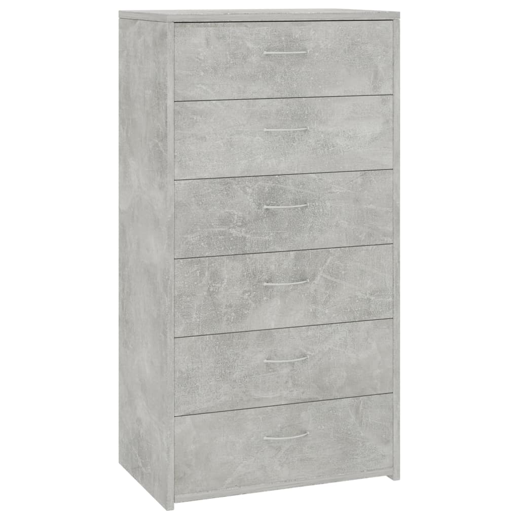Buffet avec 6 tiroirs Gris béton 50x34x96 cm Bois d'ingénierie - XIOS