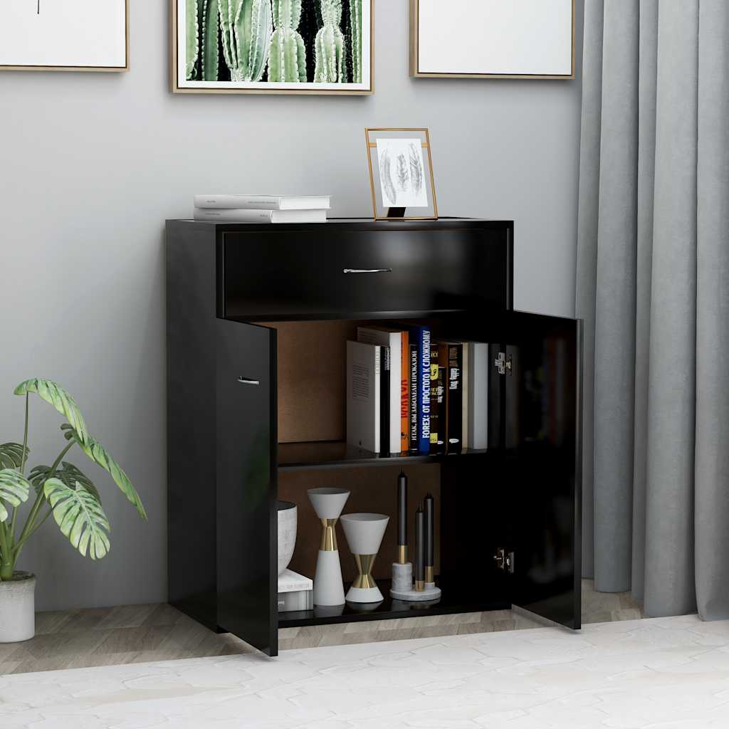Buffet noir 60x30x75 cm bois d'ingénierie - XIOS