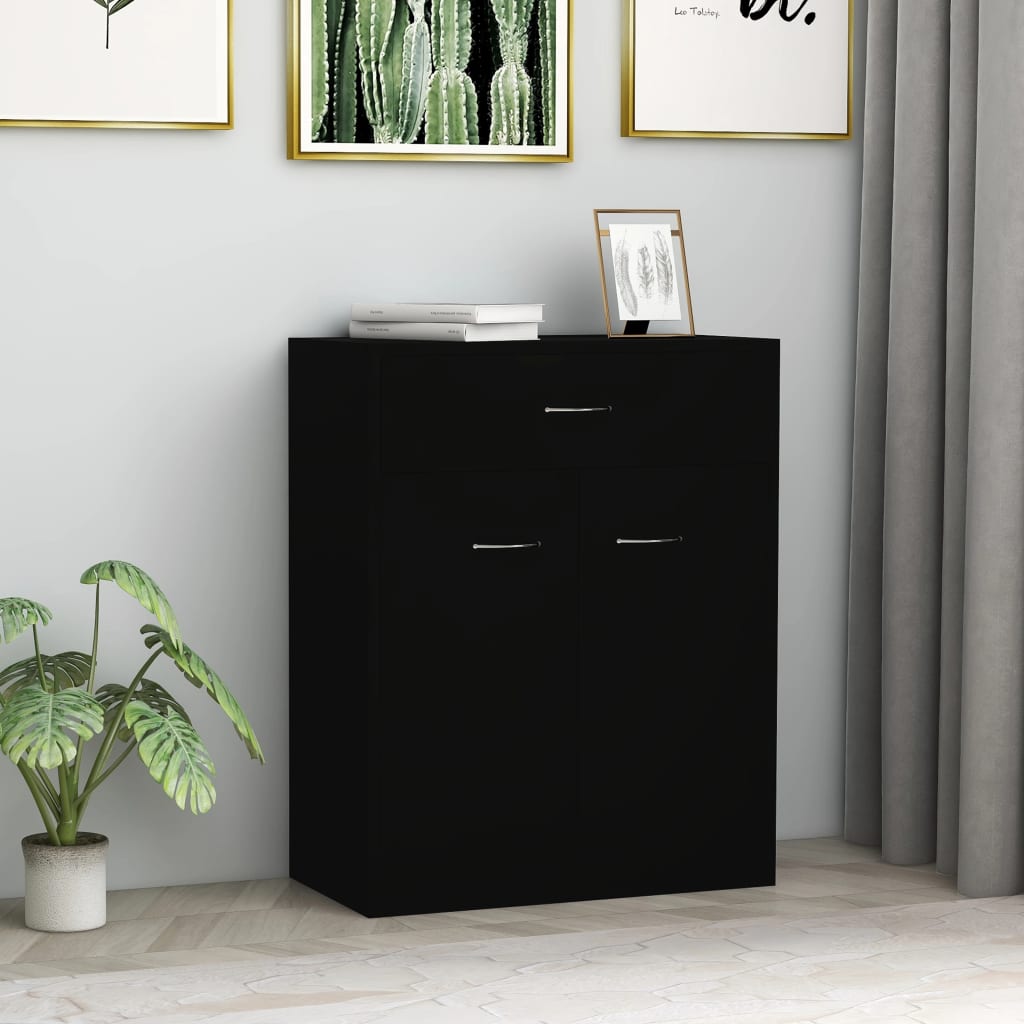 Buffet noir 60x30x75 cm bois d'ingénierie - XIOS