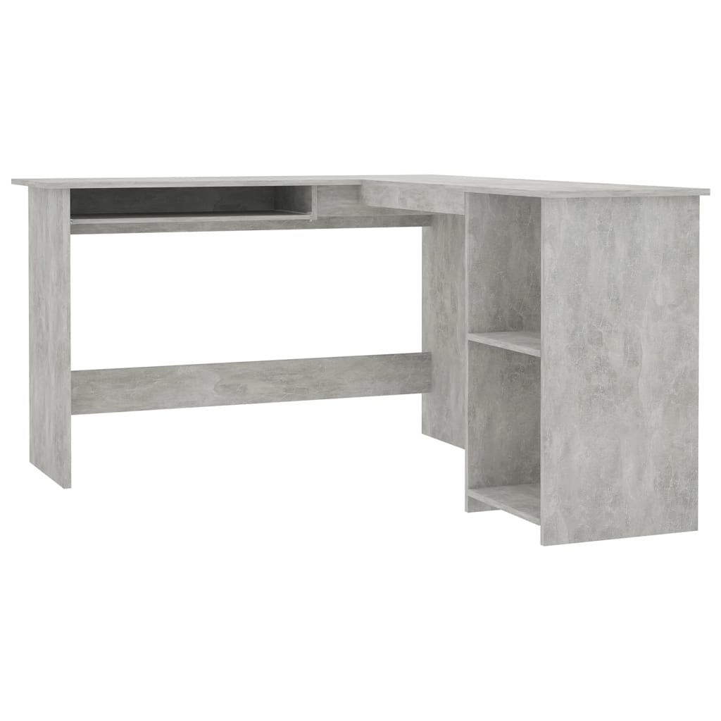 Bureau d'angle en forme de L Gris Béton Bois d'ingénierie - XIOS