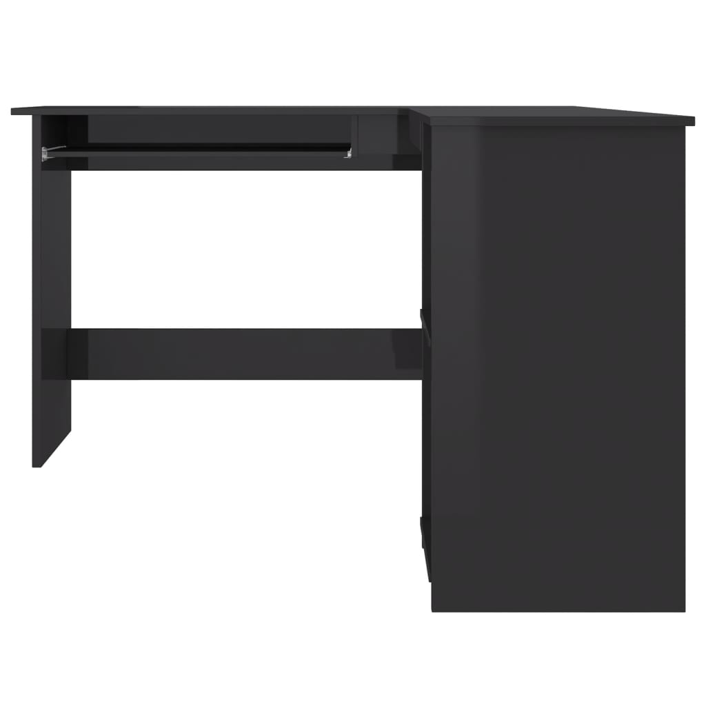 Bureau d'angle forme de L Noir brillant 120x140x75cm Aggloméré - XIOS