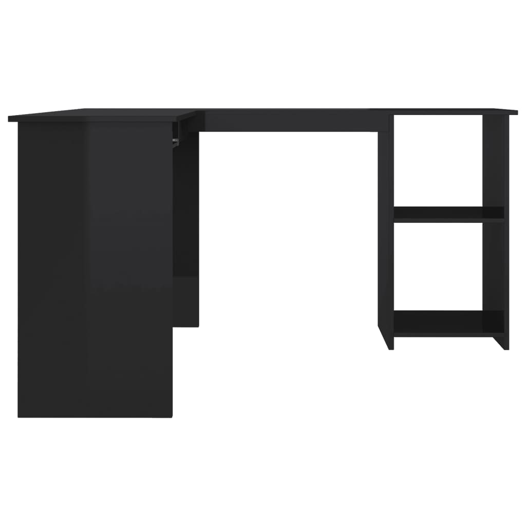 Bureau d'angle forme de L Noir brillant 120x140x75cm Aggloméré - XIOS