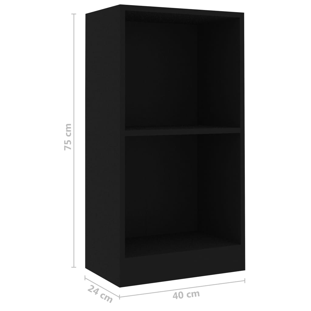 Bibliothèque noir 40x24x75 cm bois d'ingénierie - XIOS