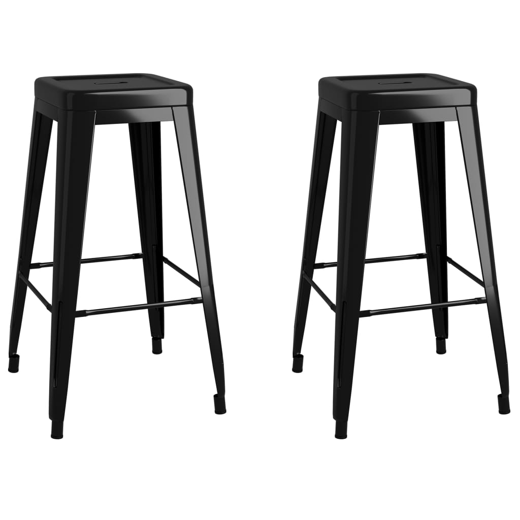 Tabourets de bar empilables lot de 2 noir métal - XIOS