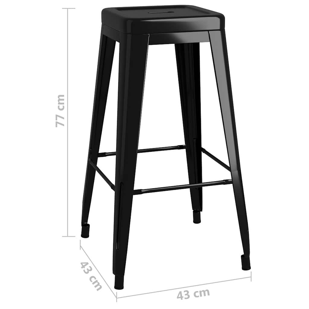 Tabourets de bar empilables lot de 2 noir métal - XIOS