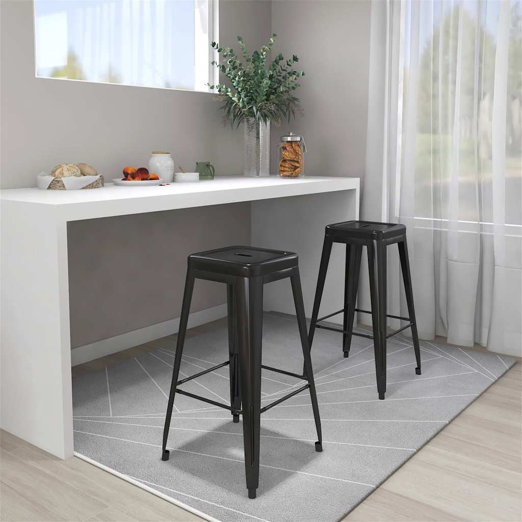 Tabourets de bar empilables lot de 2 noir métal - XIOS