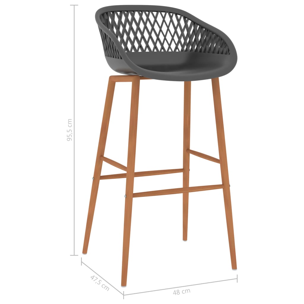 Chaises de bar lot de 2 gris - XIOS