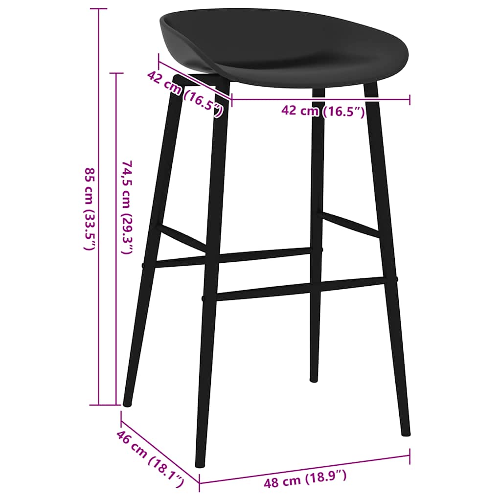 Chaises de bar lot de 2 noir - XIOS