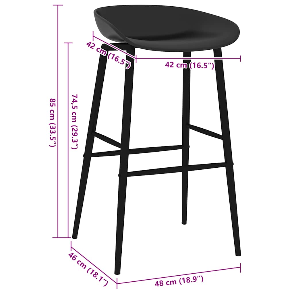 Chaises de bar lot de 4 noir - XIOS