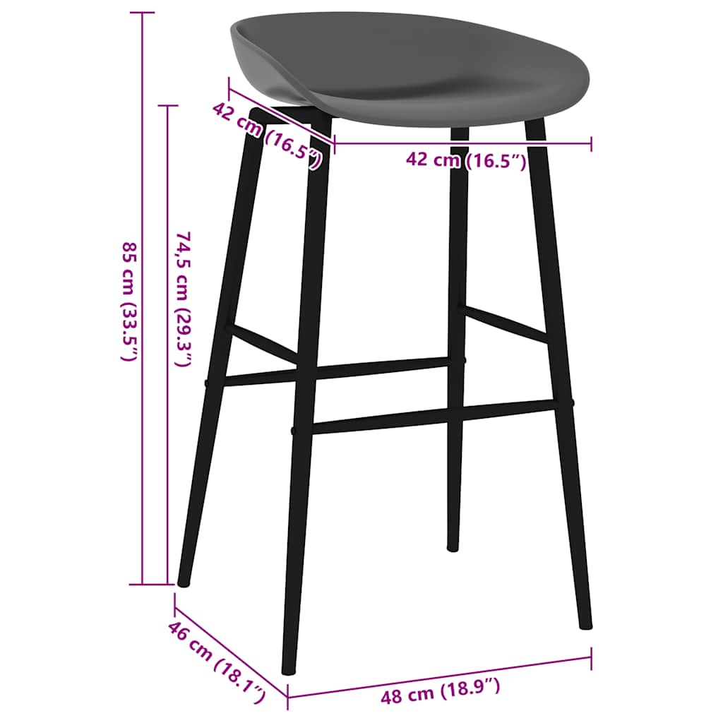 Chaises de bar lot de 4 gris - XIOS
