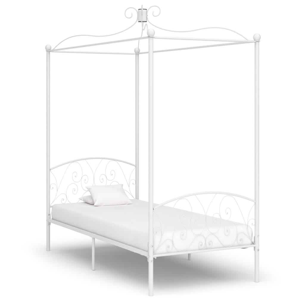 Cadre de lit à baldaquin sans matelas blanc métal 90x200 cm - XIOS