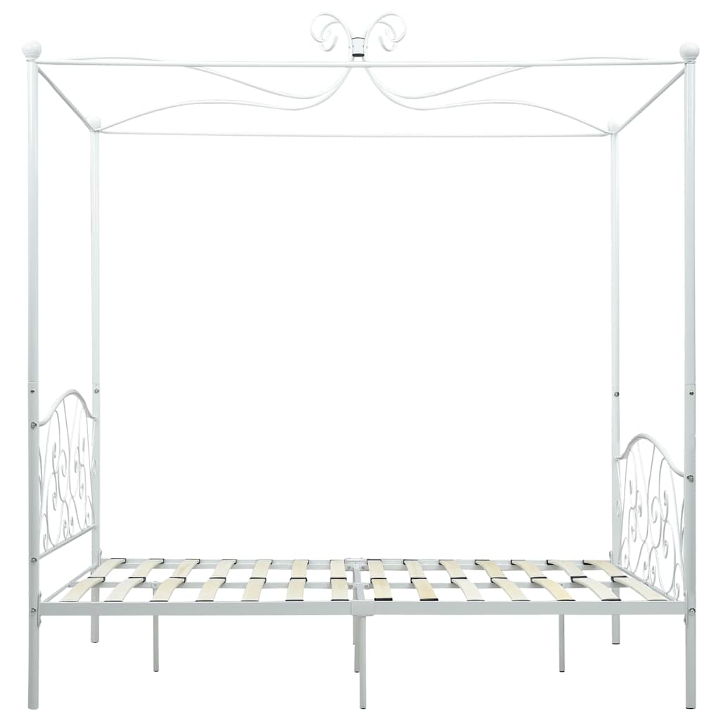 Cadre de lit à baldaquin Blanc Métal 120 x 200 cm