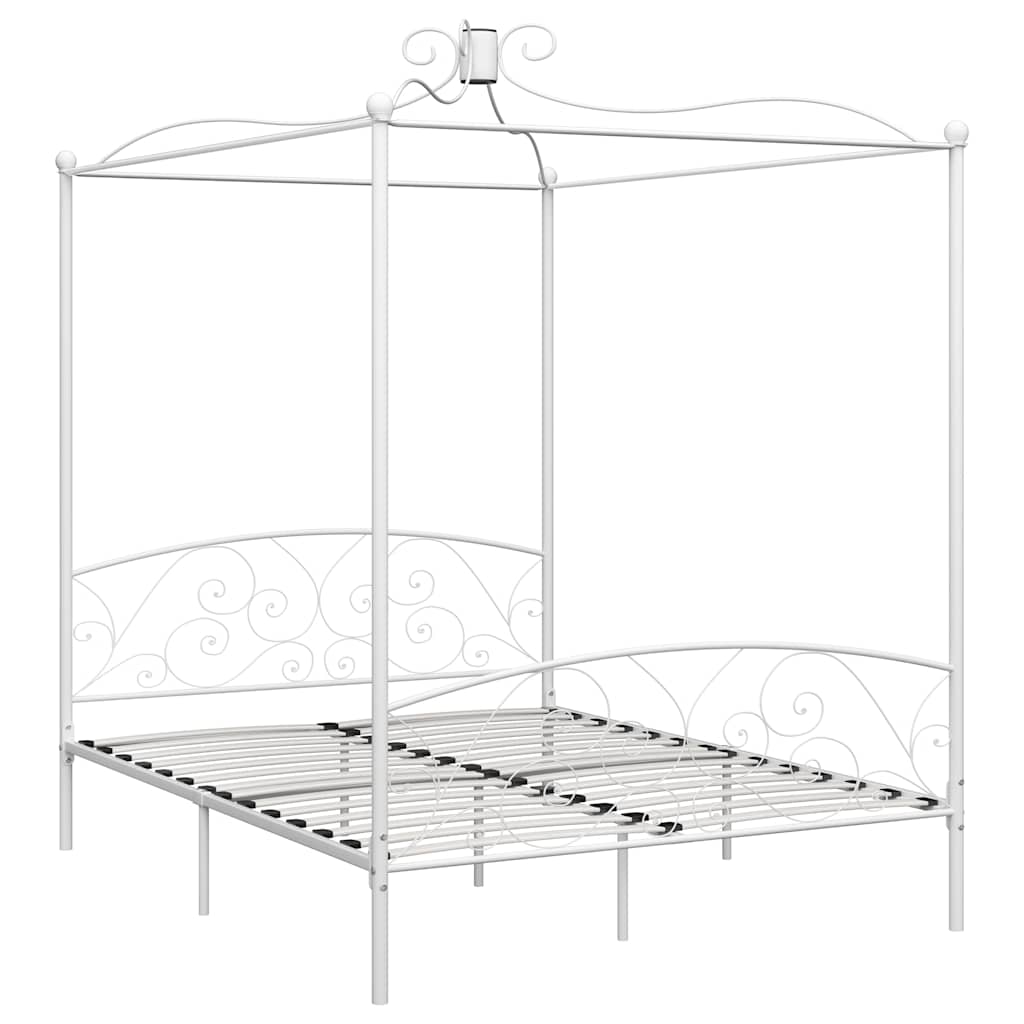 Cadre de lit à baldaquin sans matelas blanc métal 180x200 cm - XIOS