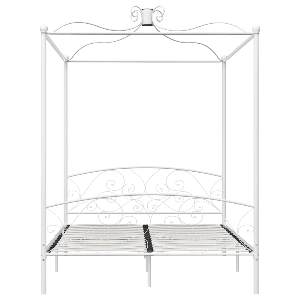 Cadre de lit à baldaquin sans matelas blanc métal 180x200 cm - XIOS