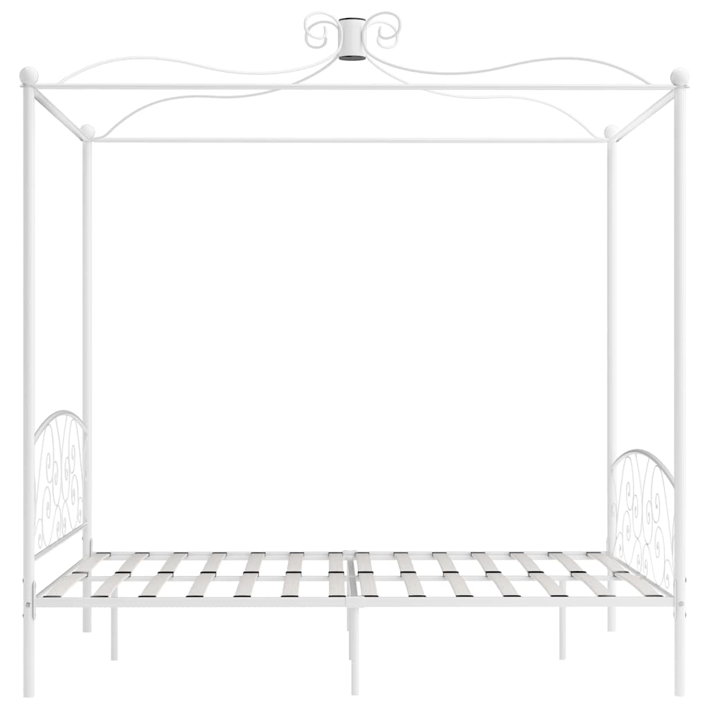 Cadre de lit à baldaquin sans matelas blanc métal 180x200 cm - XIOS