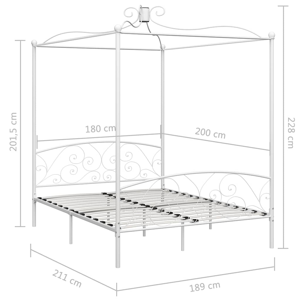 Cadre de lit à baldaquin sans matelas blanc métal 180x200 cm - XIOS