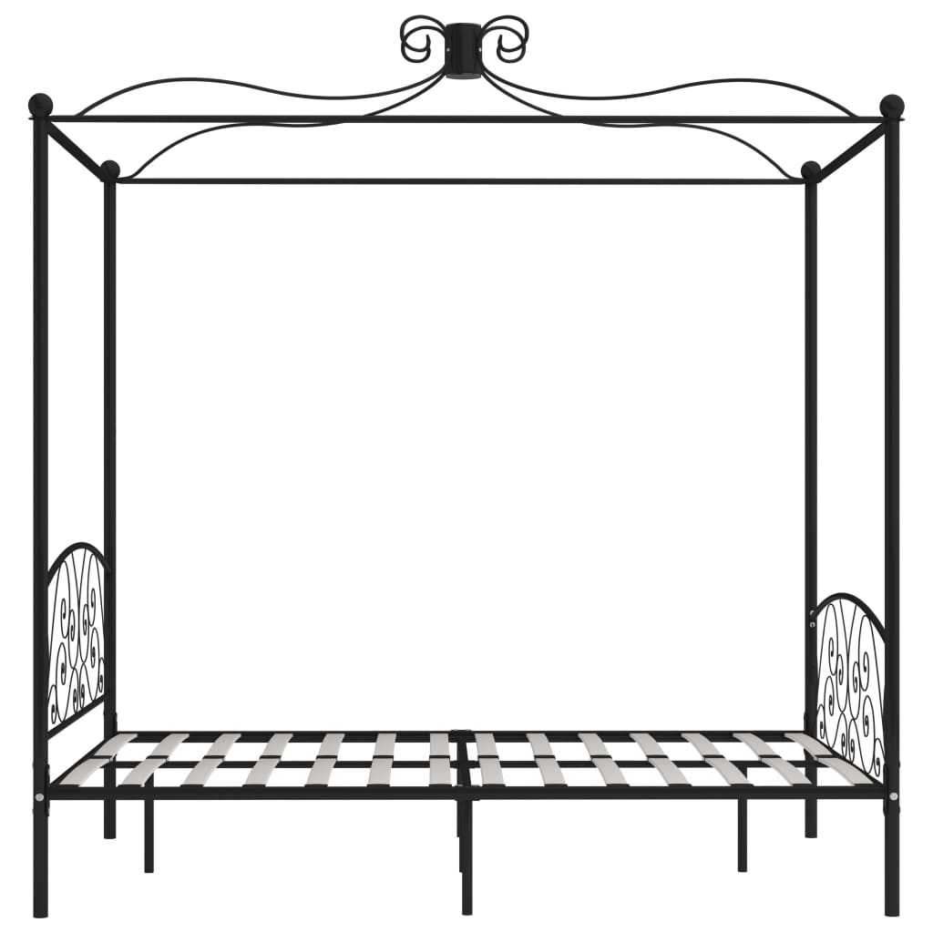 Cadre de lit à baldaquin sans matelas noir métal 120x200 cm - XIOS