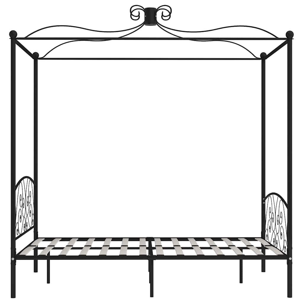 Cadre de lit à baldaquin Noir Métal 140 x 200 cm