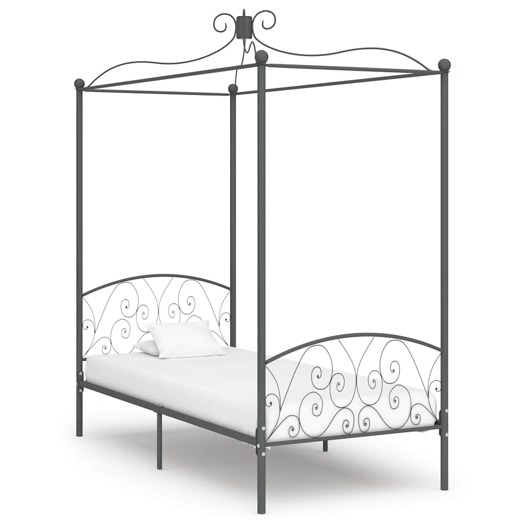 Cadre de lit à baldaquin sans matelas gris métal 90x200 cm - XIOS