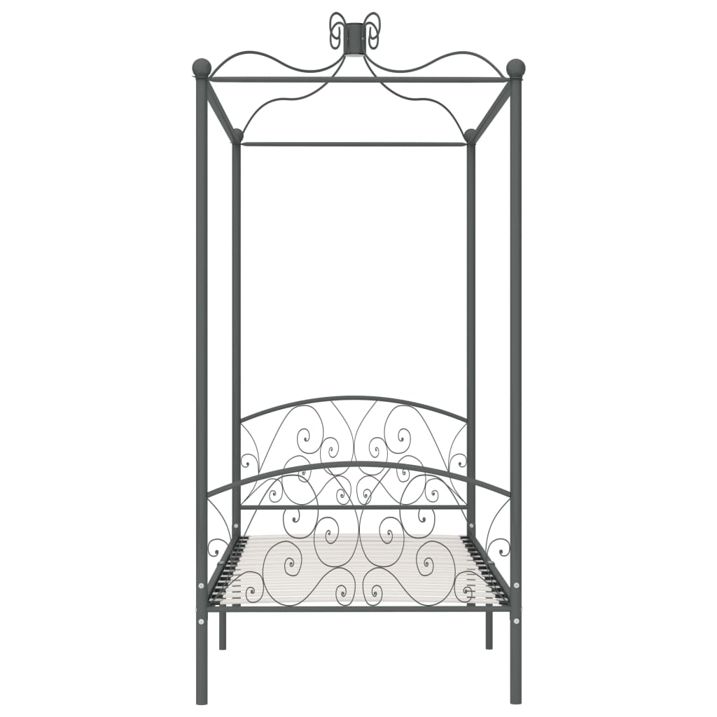 Cadre de lit à baldaquin sans matelas gris métal 90x200 cm - XIOS