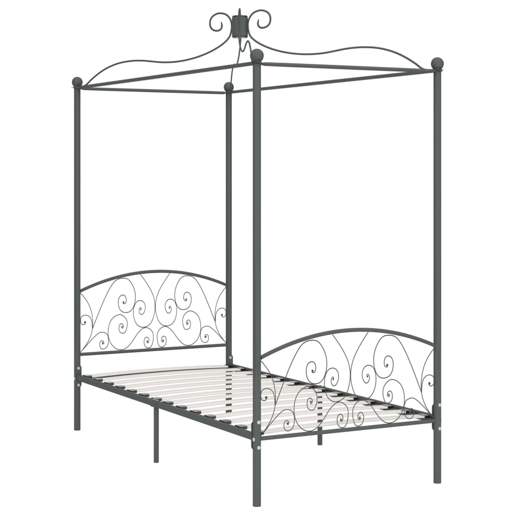 Cadre de lit à baldaquin sans matelas gris métal 100x200 cm - XIOS
