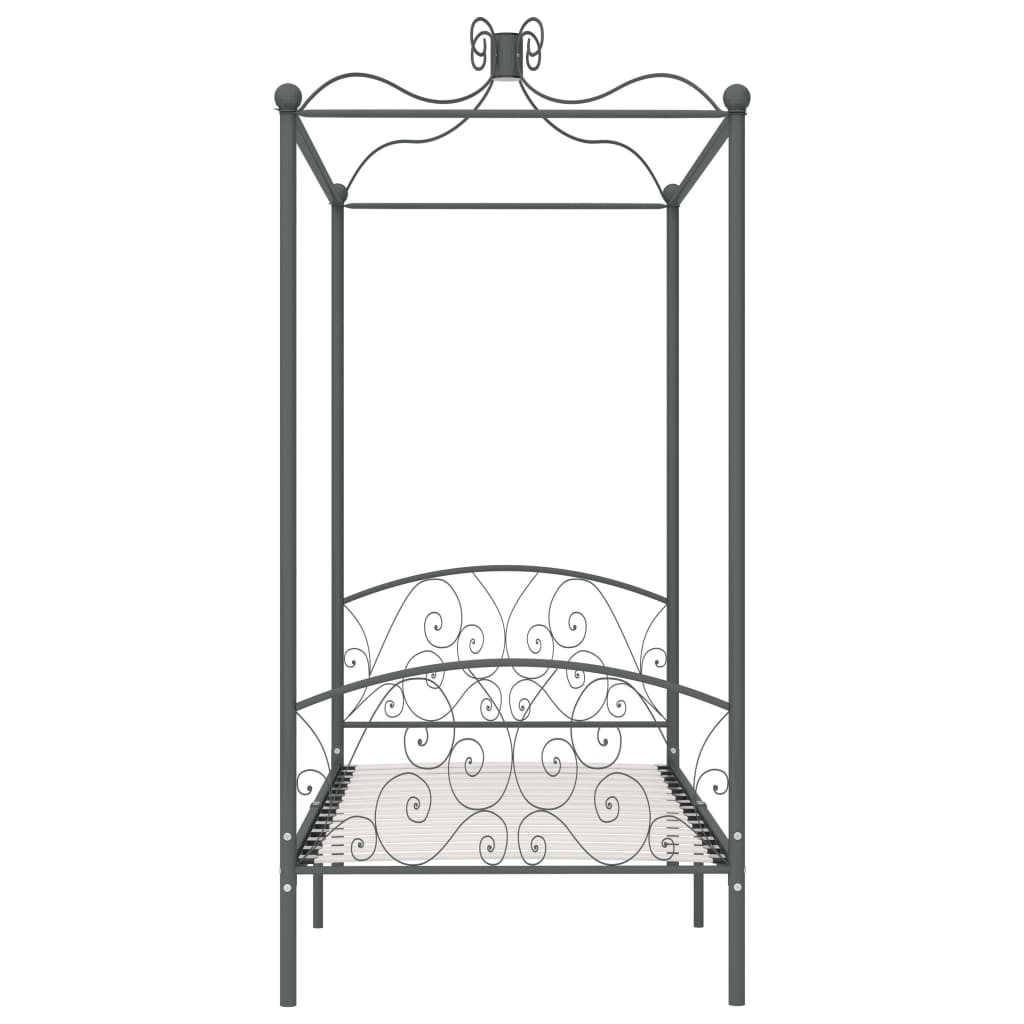 Cadre de lit à baldaquin sans matelas gris métal 100x200 cm - XIOS