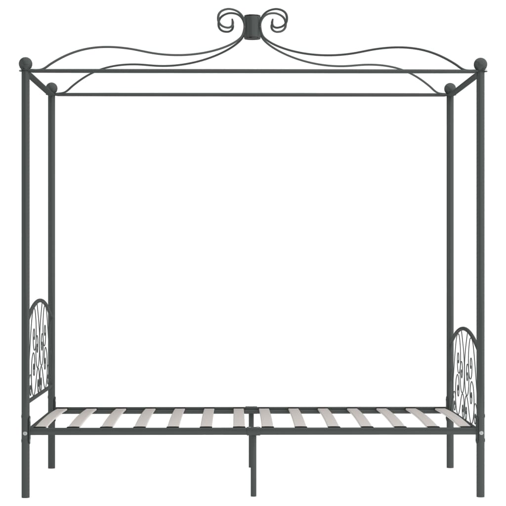 Cadre de lit à baldaquin sans matelas gris métal 100x200 cm - XIOS