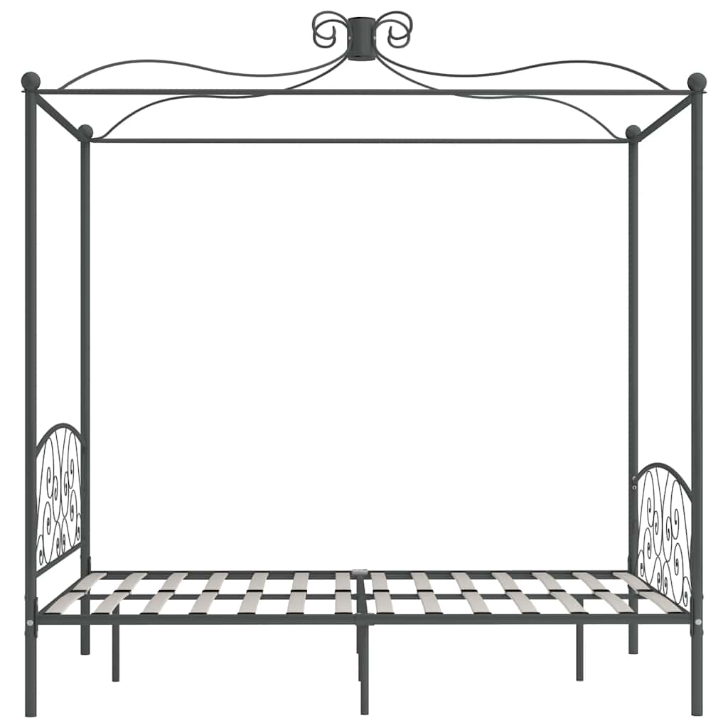 Cadre de lit à baldaquin sans matelas gris métal 140x200 cm