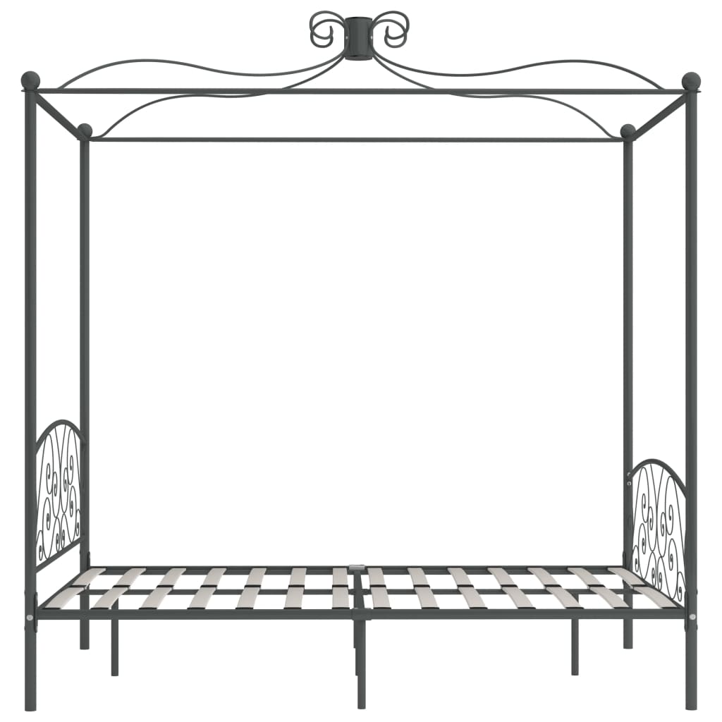 Cadre de lit à baldaquin sans matelas gris métal 140x200 cm - XIOS