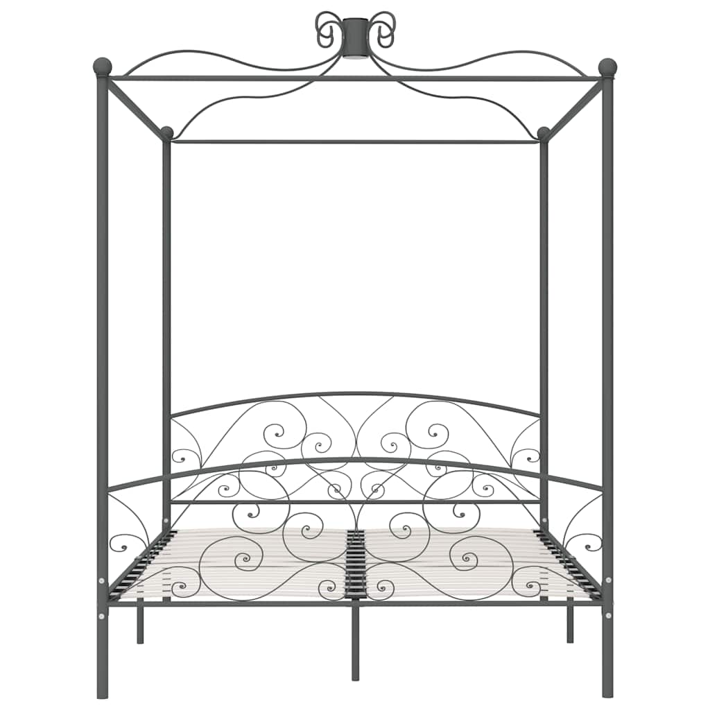 Cadre de lit à baldaquin sans matelas gris métal 180x200 cm - XIOS