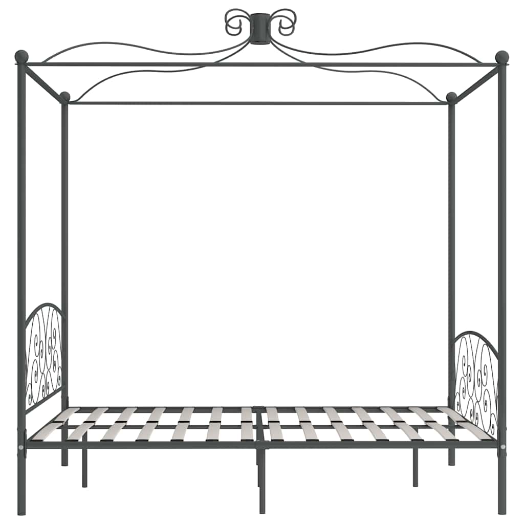 Cadre de lit à baldaquin sans matelas gris métal 180x200 cm - XIOS