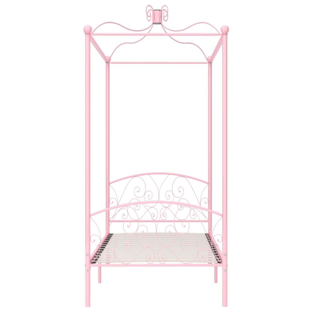 Cadre de lit à baldaquin sans matelas rose métal 100x200 cm - XIOS