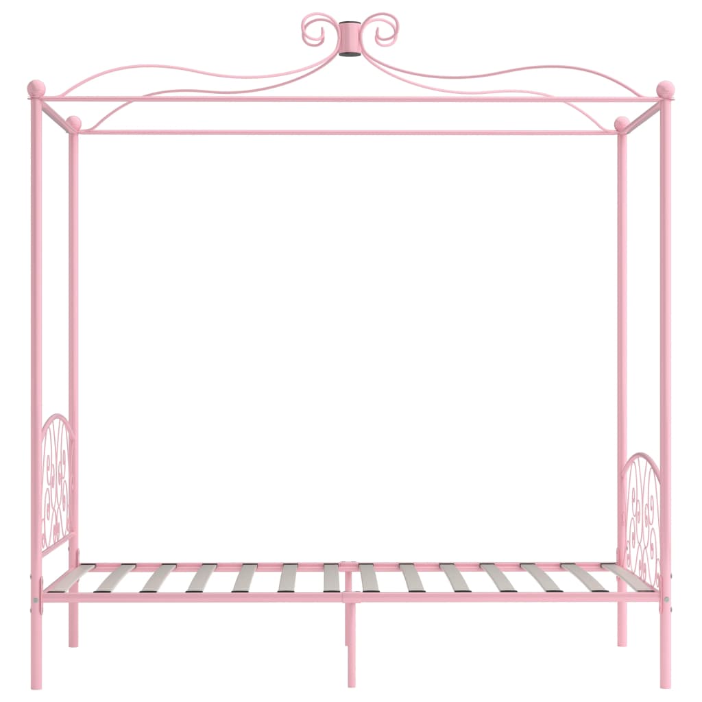 Cadre de lit à baldaquin sans matelas rose métal 100x200 cm - XIOS