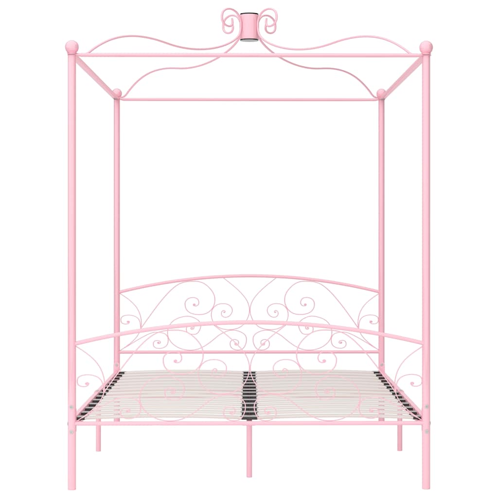 Cadre de lit à baldaquin sans matelas rose métal 180x200 cm - XIOS