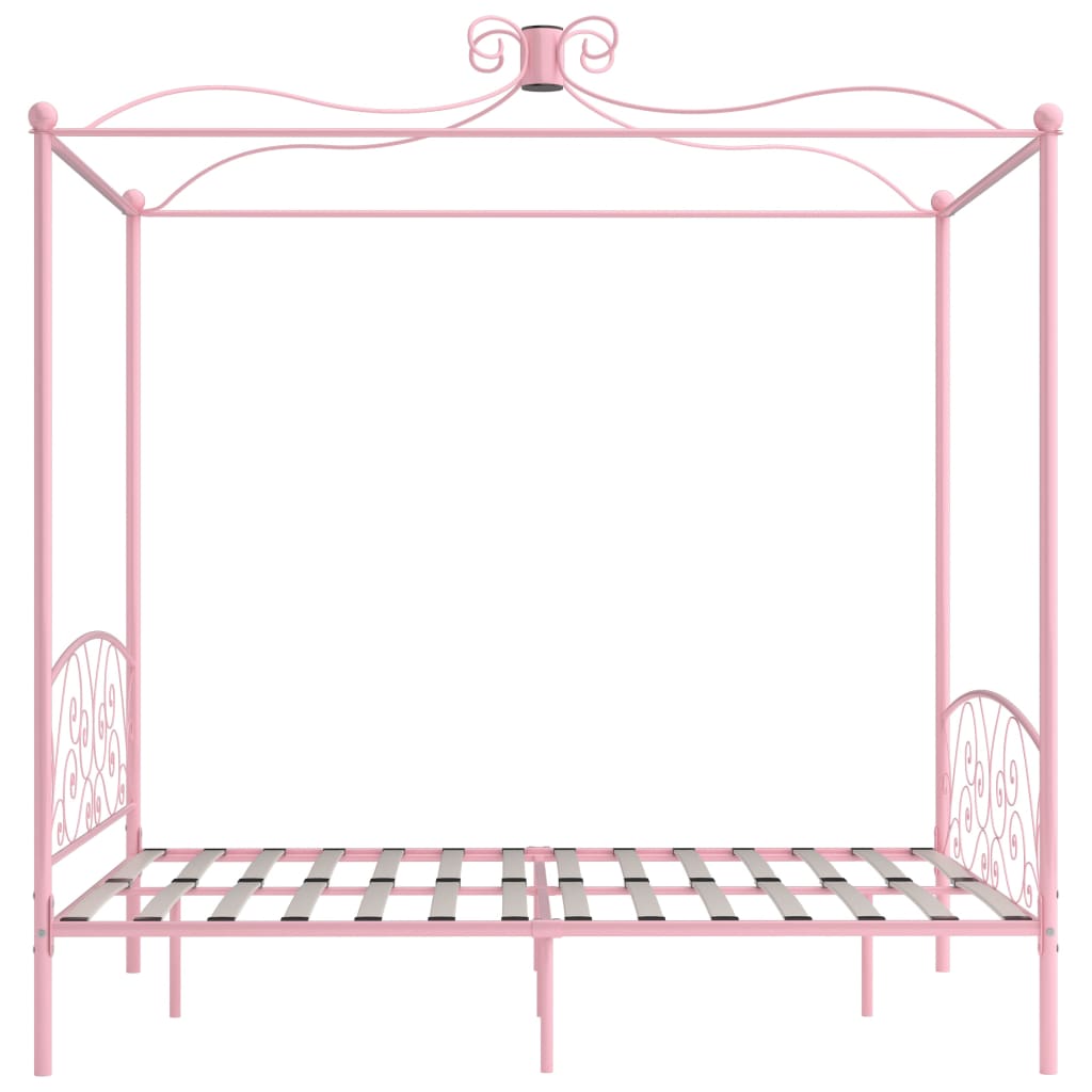 Cadre de lit à baldaquin sans matelas rose métal 180x200 cm - XIOS