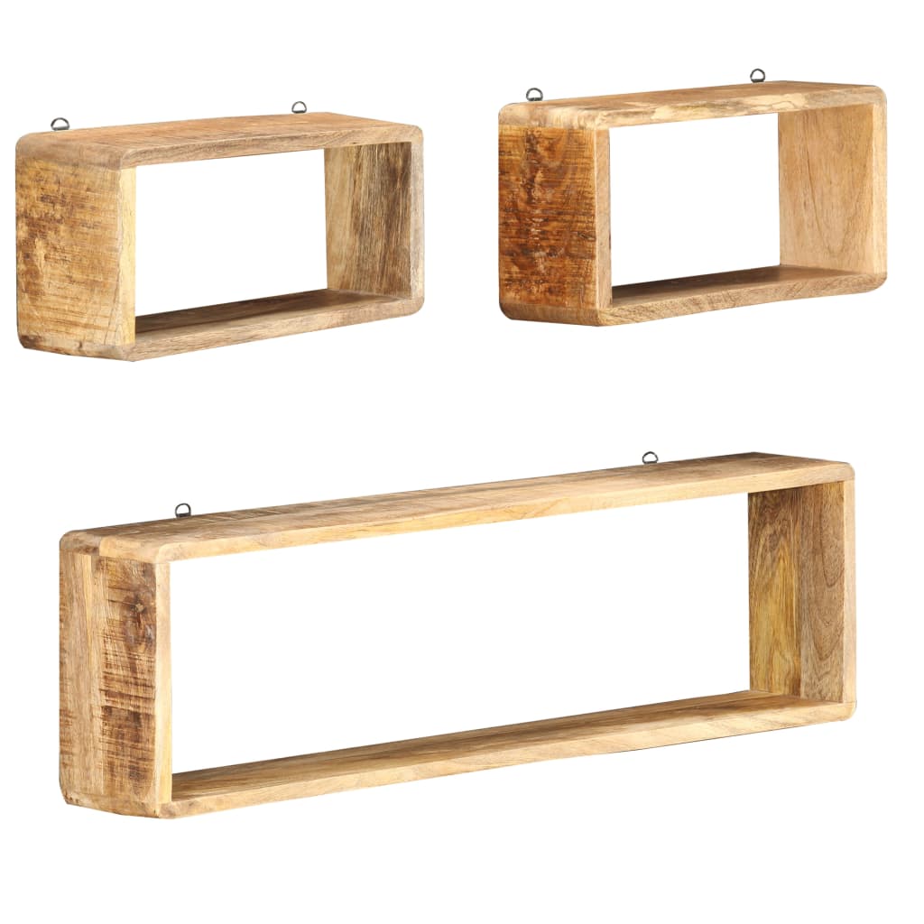 Ensemble d'étagère cube 3 pcs bois solide de manguier - XIOS