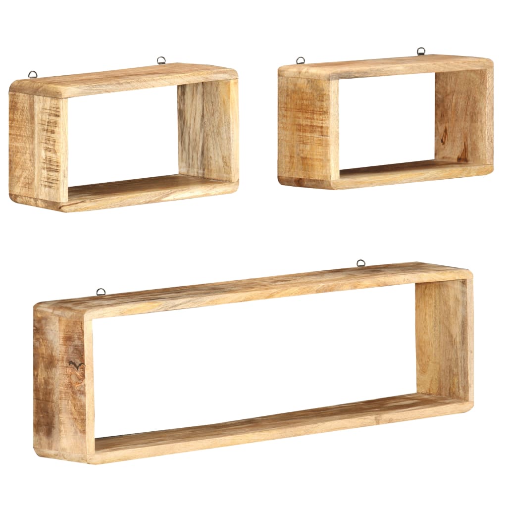 Ensemble d'étagère cube 3 pcs bois solide de manguier - XIOS