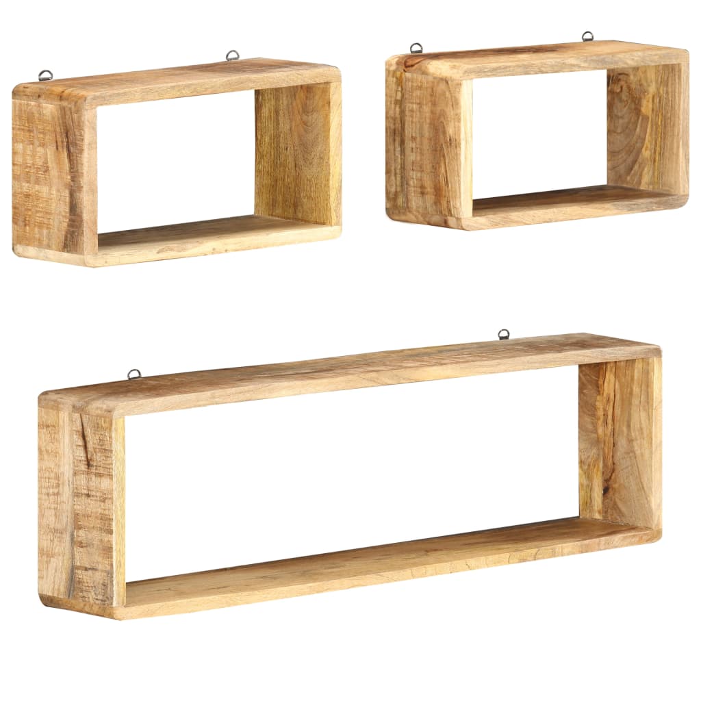 Ensemble d'étagère cube 3 pcs bois solide de manguier - XIOS