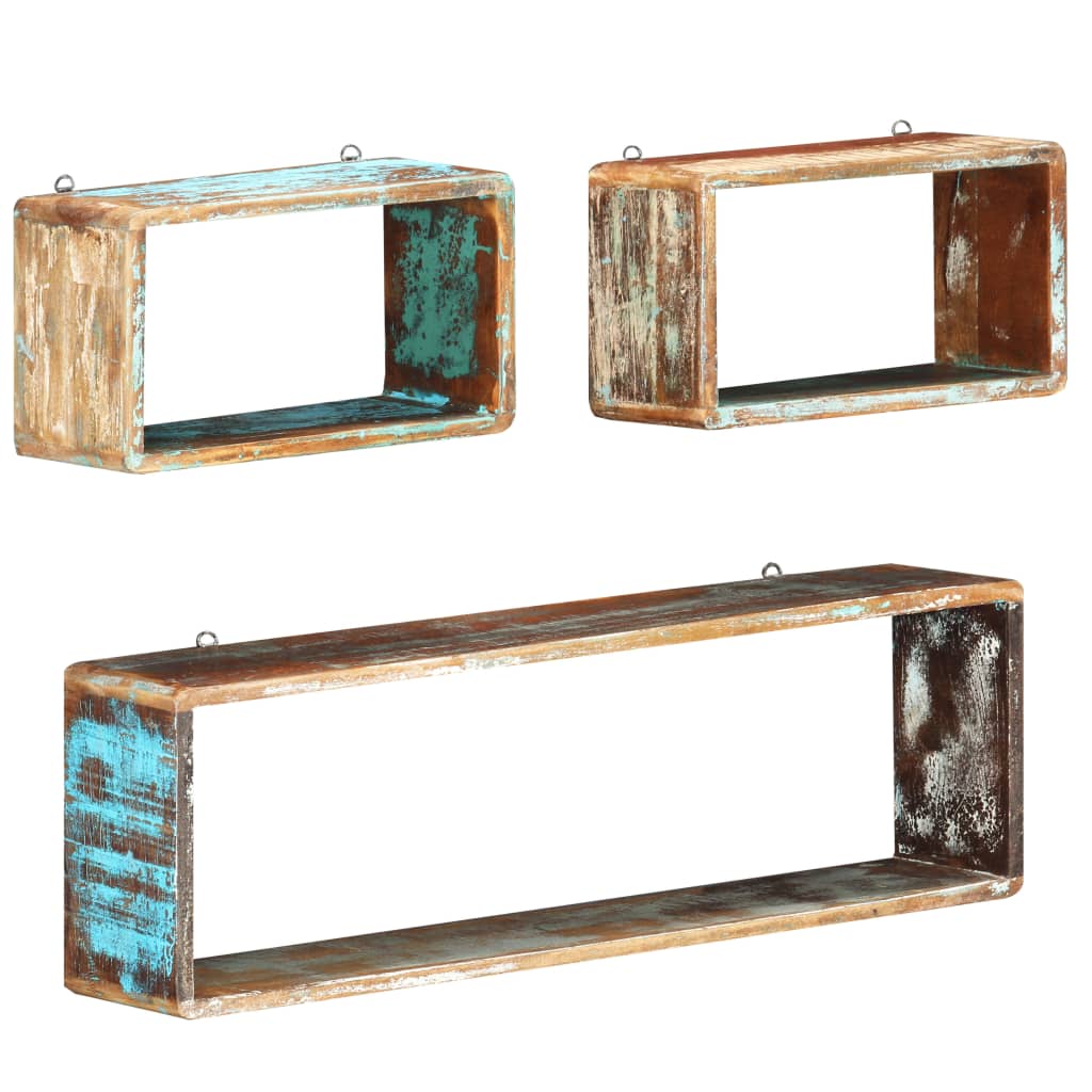 Ensemble d'étagère cube 3 pcs Bois solide de récupération - XIOS