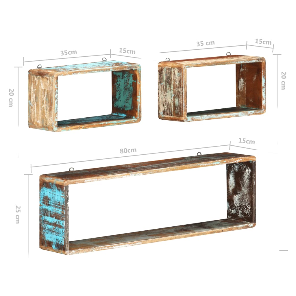 Ensemble d'étagère cube 3 pcs Bois solide de récupération - XIOS