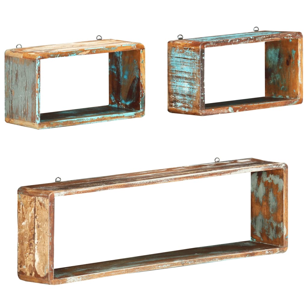 Ensemble d'étagère cube 3 pcs Bois solide de récupération - XIOS