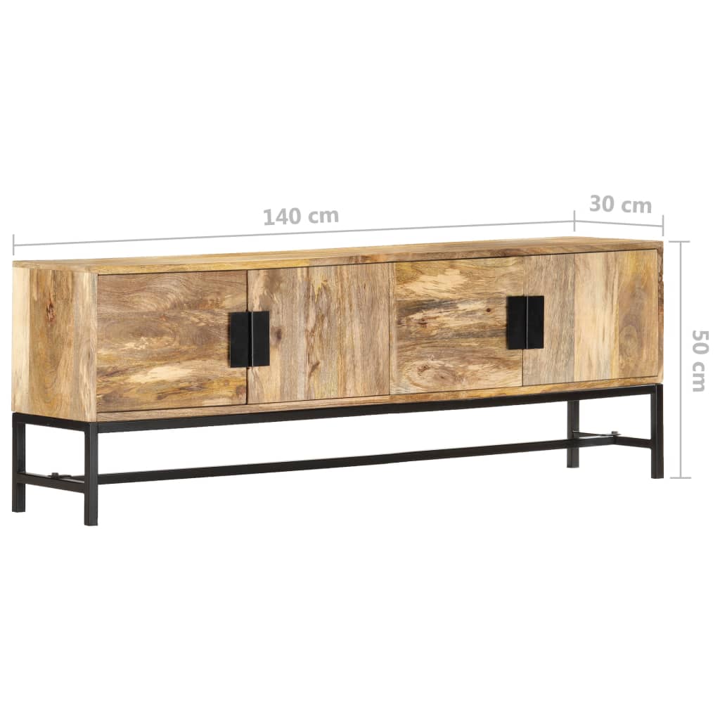 Meuble TV 140x30x50 cm Bois massif de manguier - XIOS