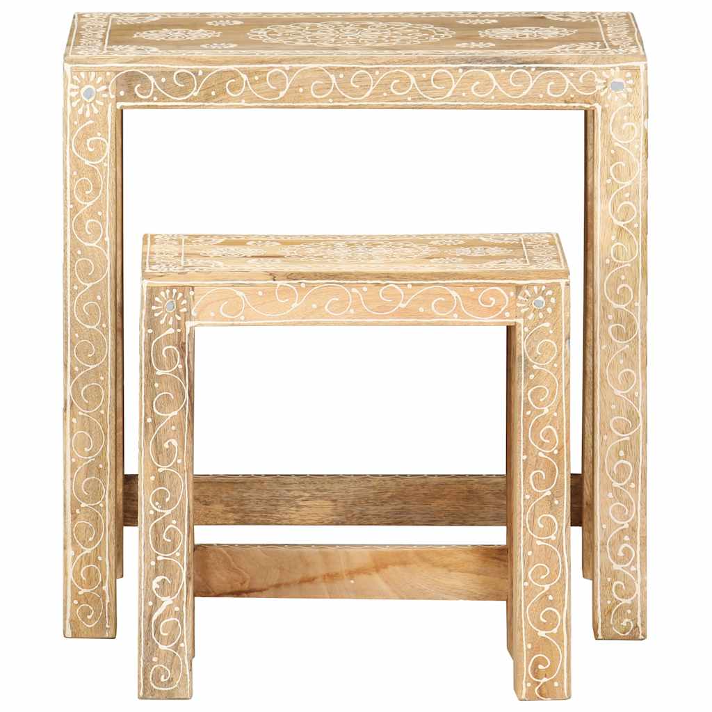 Tables d'appoint peintes à la main 2pcs Bois de Manguier solide - XIOS