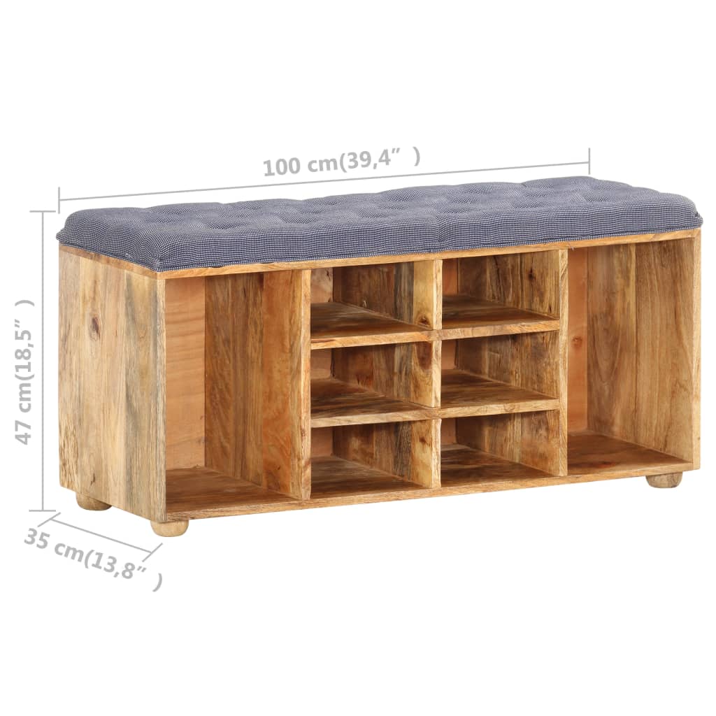 Banc d'entrée 100x35x47 cm Bois de manguier solide - XIOS